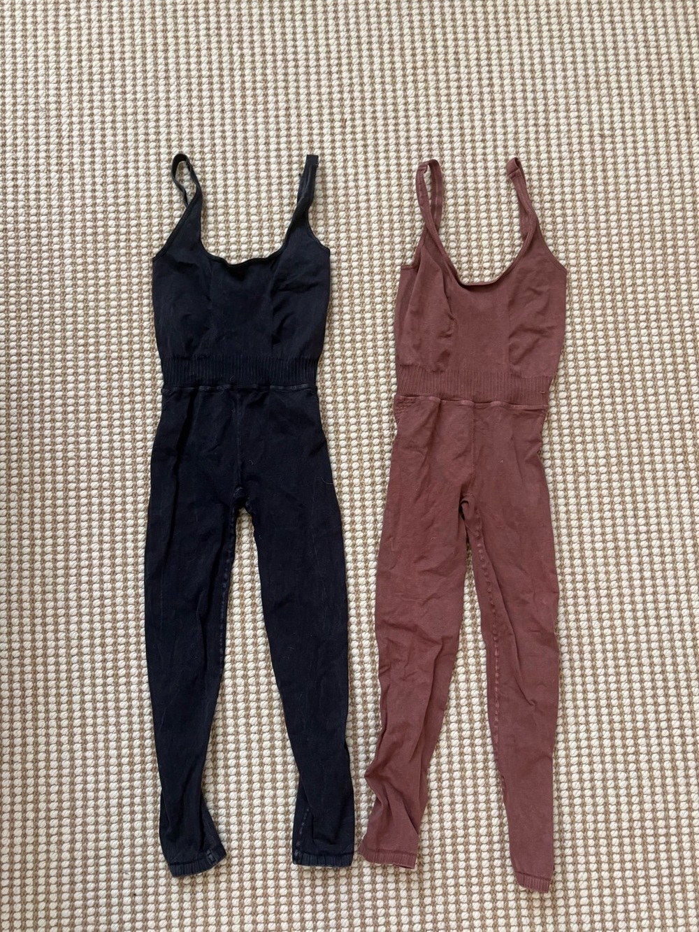 FP Movement by Free People Scoop-Neck Jumpsuits in Black and Pink/Mauve XS/S
